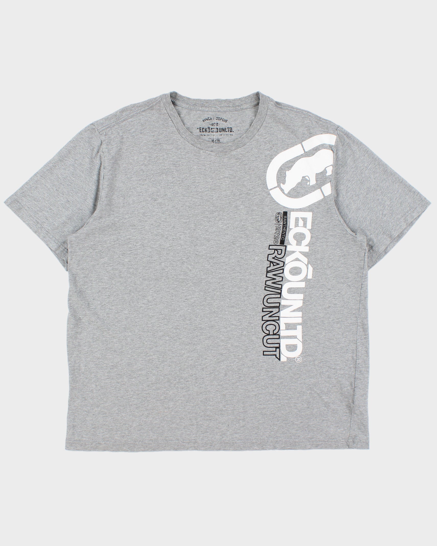 Vintage Y2K 00s Ecko UNLTD Grey Marl Heavyweight Crewneck T-Shirt - XL