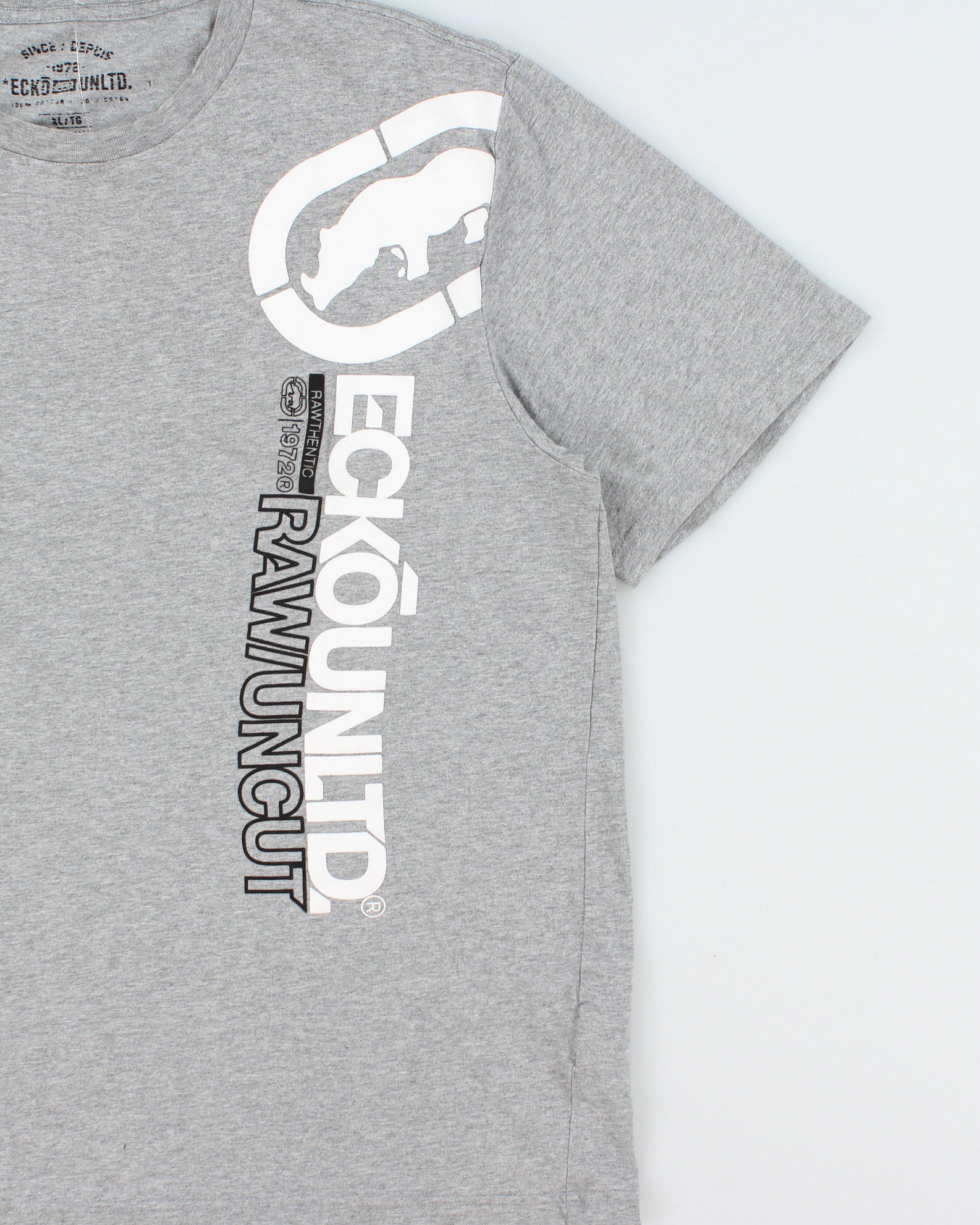 Vintage Y2K 00s Ecko UNLTD Grey Marl Heavyweight Crewneck T-Shirt - XL