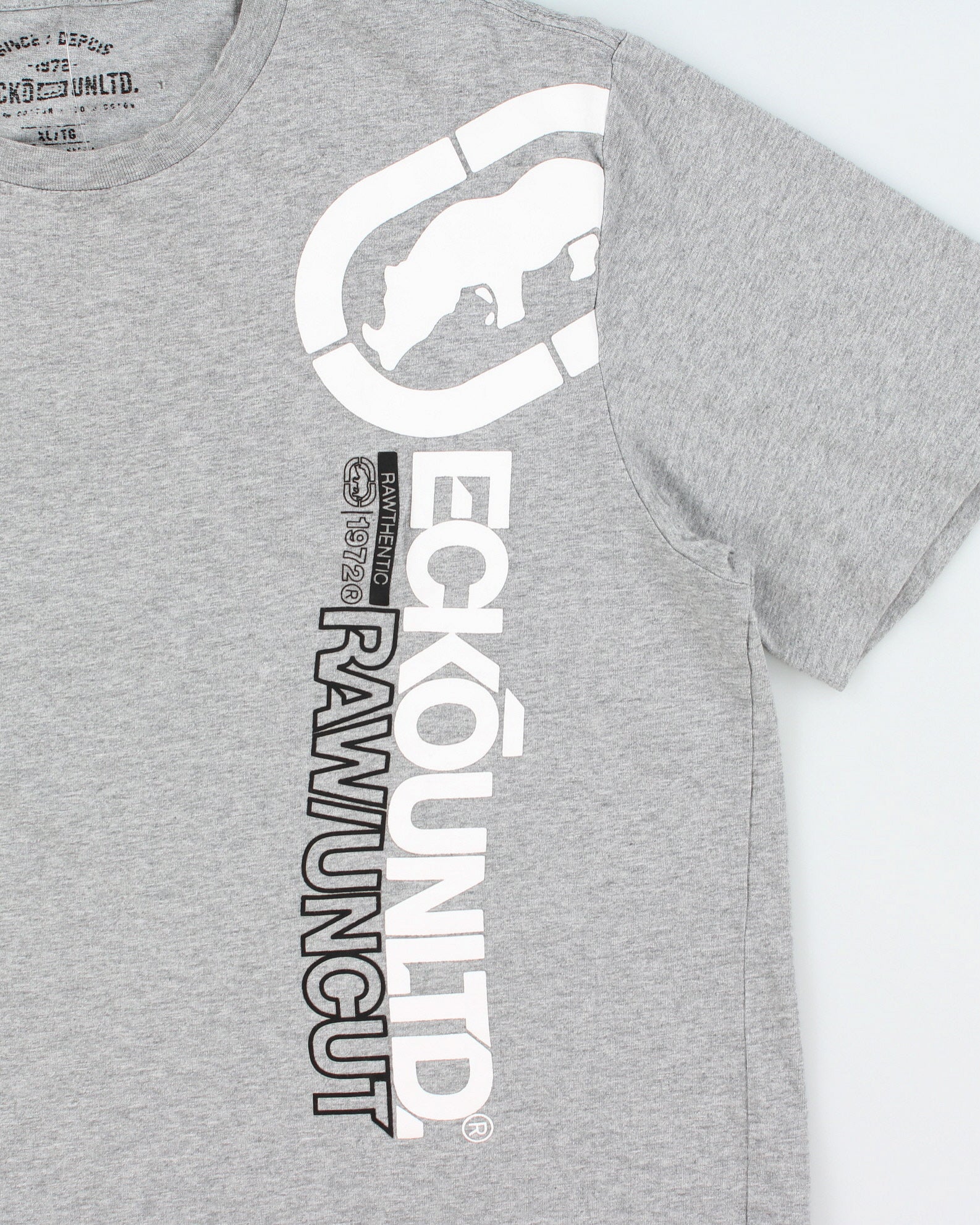 Vintage Y2K 00s Ecko UNLTD Grey Marl Heavyweight Crewneck T-Shirt - XL