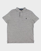 Vintage Polo Ralph Lauren Grey Marl Custom Slim Fit Short Sleeve Polo Shirt - L