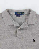 Vintage Polo Ralph Lauren Grey Marl Custom Slim Fit Short Sleeve Polo Shirt - L