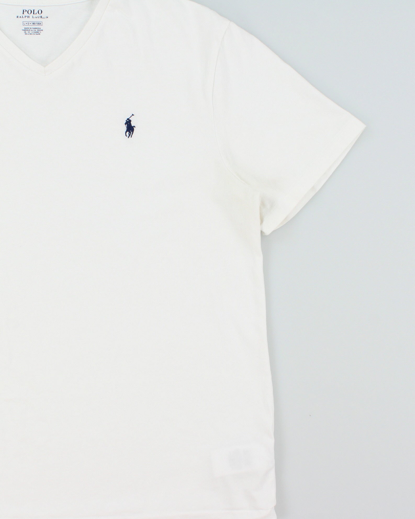 Vintage Polo Ralph Lauren Heavyweight Single Stitch Classic Fit V-Neck T-Shirt - L