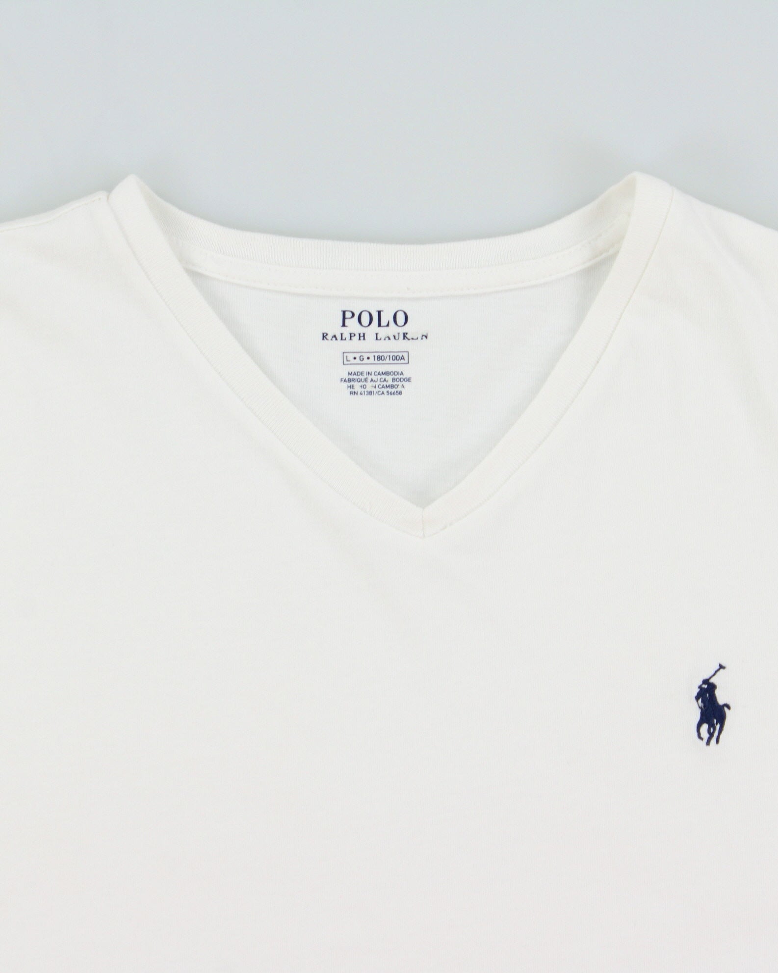 Vintage Polo Ralph Lauren Heavyweight Single Stitch Classic Fit V-Neck T-Shirt - L