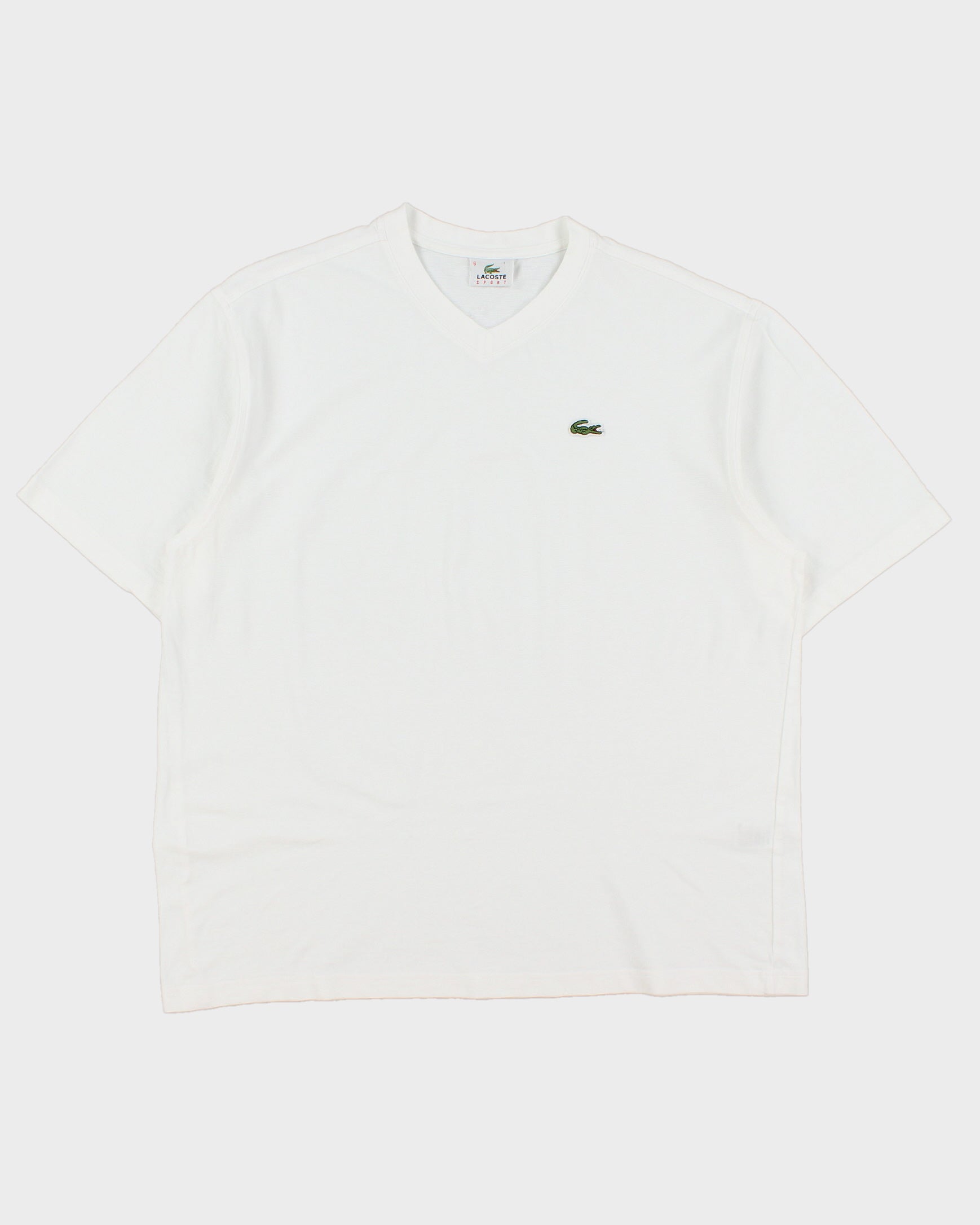 Vintage Y2K 00s Lacoste Sport Heavyweight Classic Croc Woven V-Neck T-Shirt - XL
