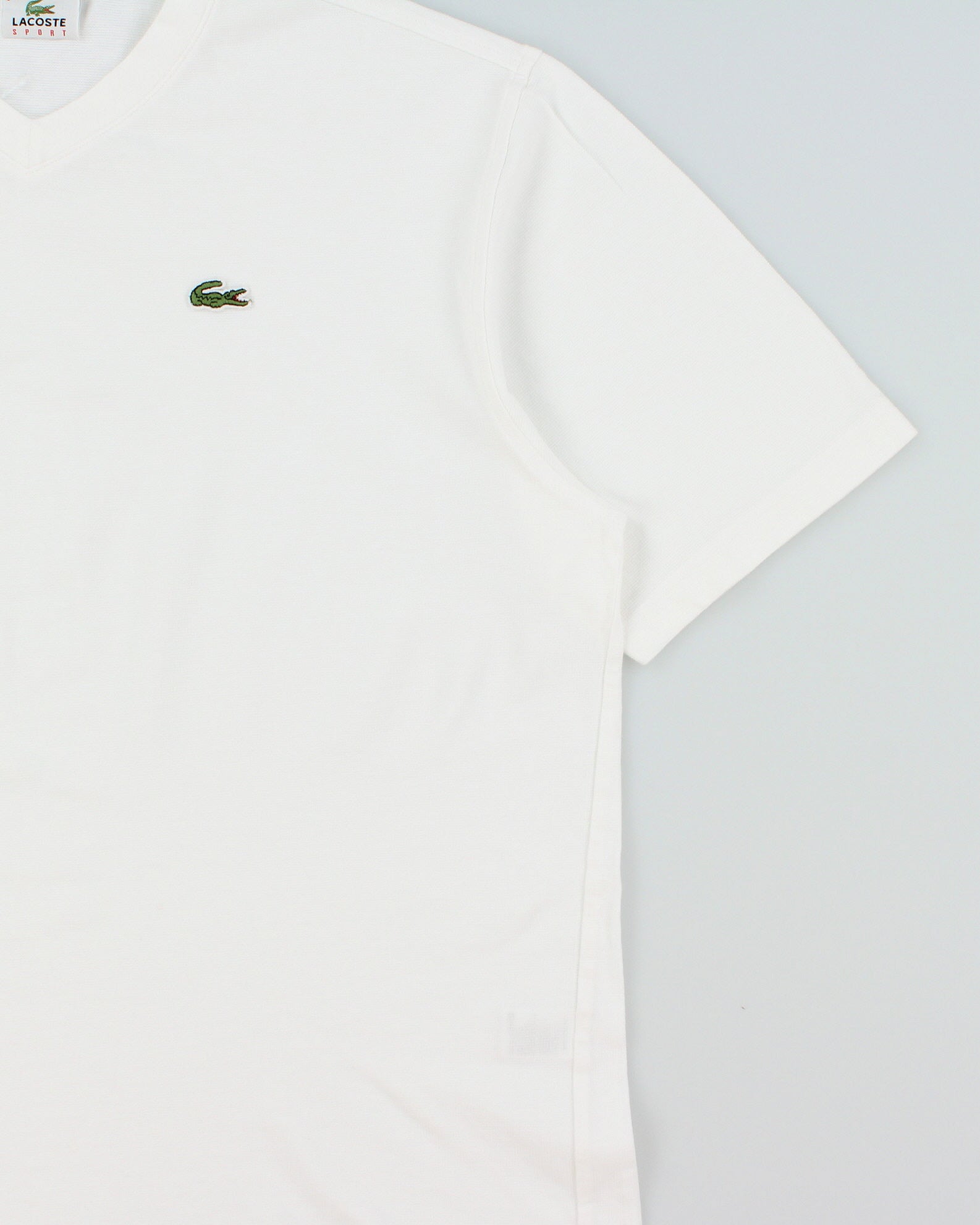 Vintage Y2K 00s Lacoste Sport Heavyweight Classic Croc Woven V-Neck T-Shirt - XL