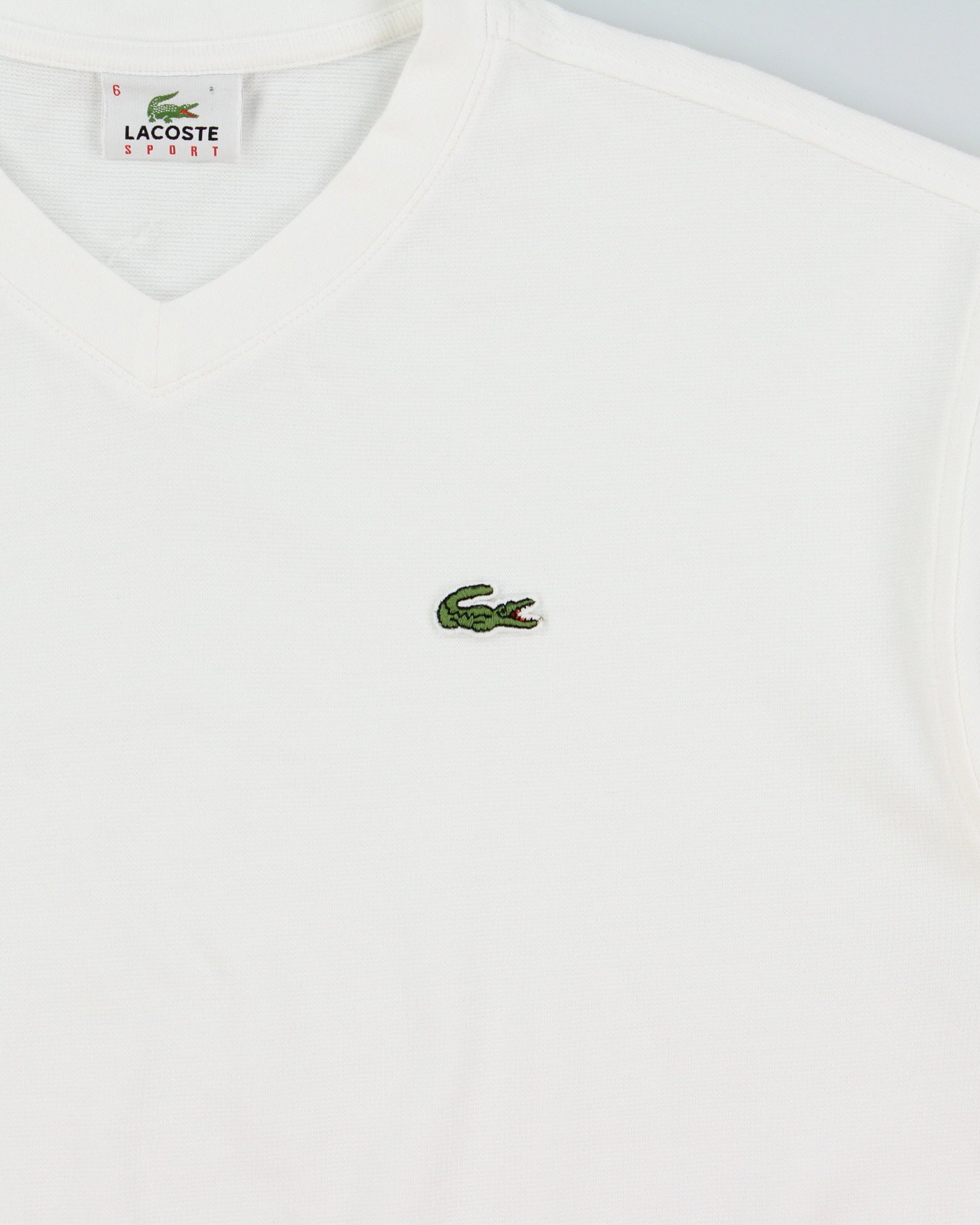 Vintage Y2K 00s Lacoste Sport Heavyweight Classic Croc Woven V-Neck T-Shirt - XL