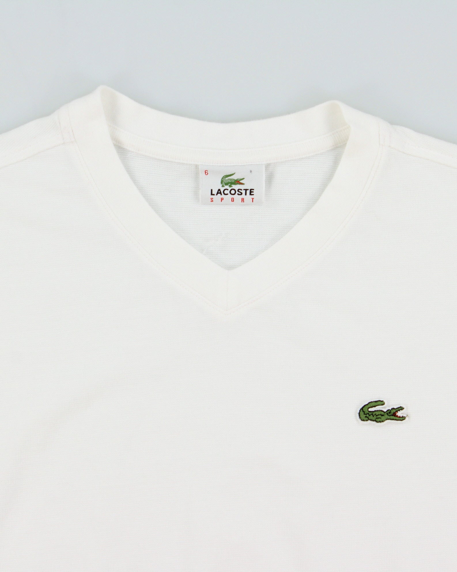 Vintage Y2K 00s Lacoste Sport Heavyweight Classic Croc Woven V-Neck T-Shirt - XL