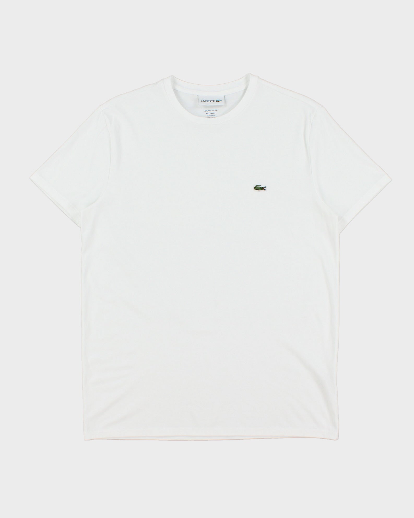 Lacoste White Pima Cotton Croc Pique Regular Fit Crewneck T-Shirt - L