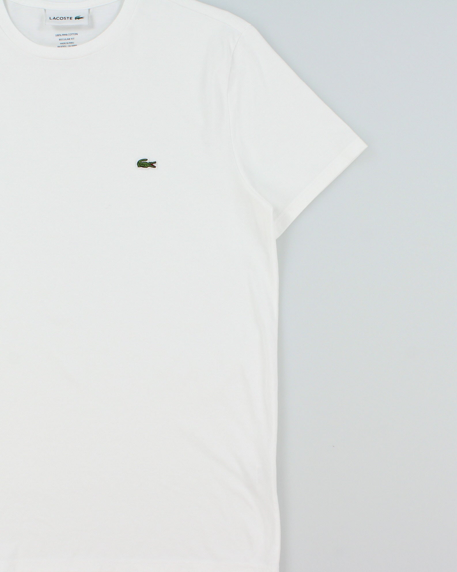 Lacoste White Pima Cotton Croc Pique Regular Fit Crewneck T-Shirt - L