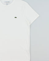 Lacoste White Pima Cotton Croc Pique Regular Fit Crewneck T-Shirt - L