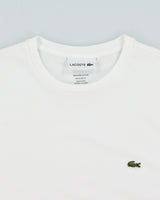 Lacoste White Pima Cotton Croc Pique Regular Fit Crewneck T-Shirt - L