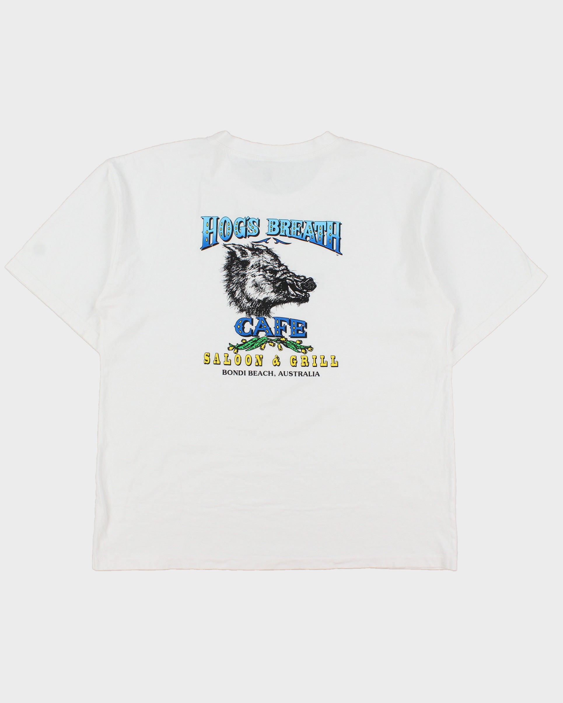 Vintage Y2K 00s Hogs Breath Cafe Bondi Beach Heavyweight Bap Hog Made In Aus Crewneck T-Shirt - XL