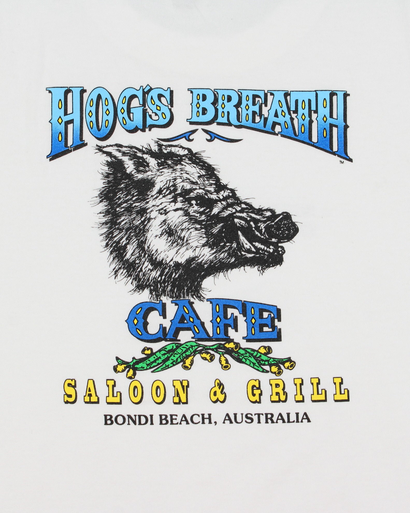 Vintage Y2K 00s Hogs Breath Cafe Bondi Beach Heavyweight Bap Hog Made In Aus Crewneck T-Shirt - XL