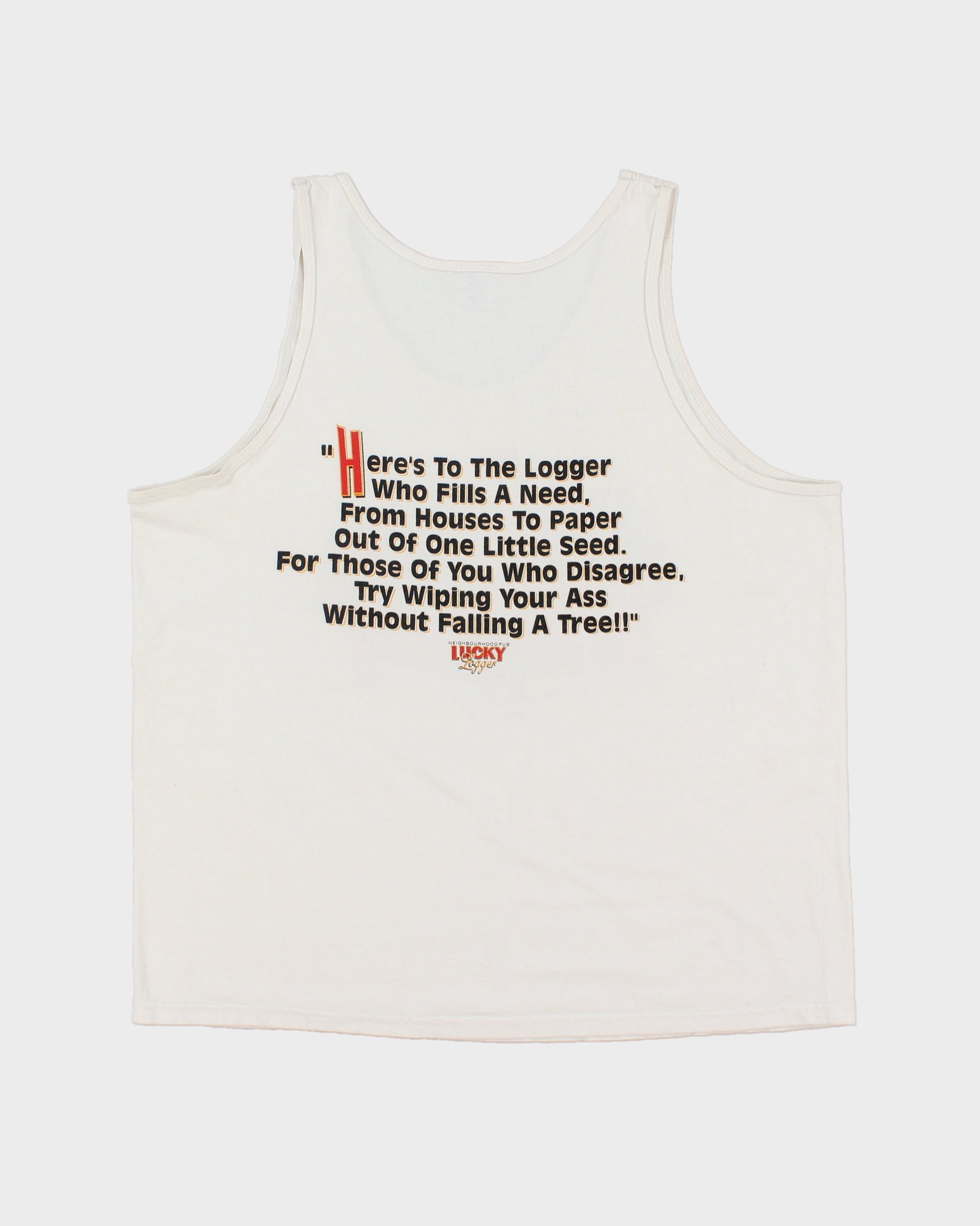 Vintage Y2K 00s Original Lucky Logger Neighbour Pub Heavyweight Gildan Ultra Graphic Vest - XL