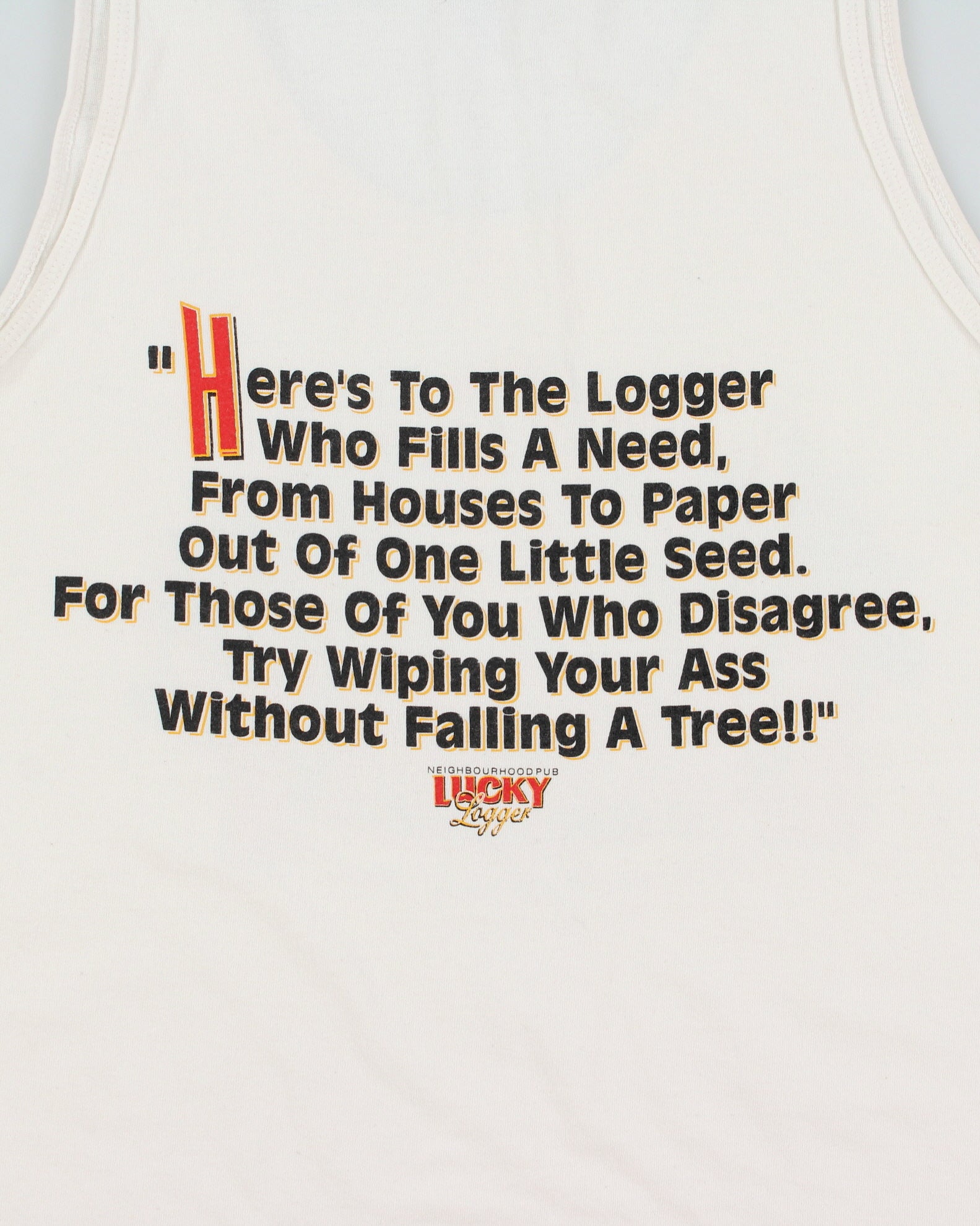Vintage Y2K 00s Original Lucky Logger Neighbour Pub Heavyweight Gildan Ultra Graphic Vest - XL