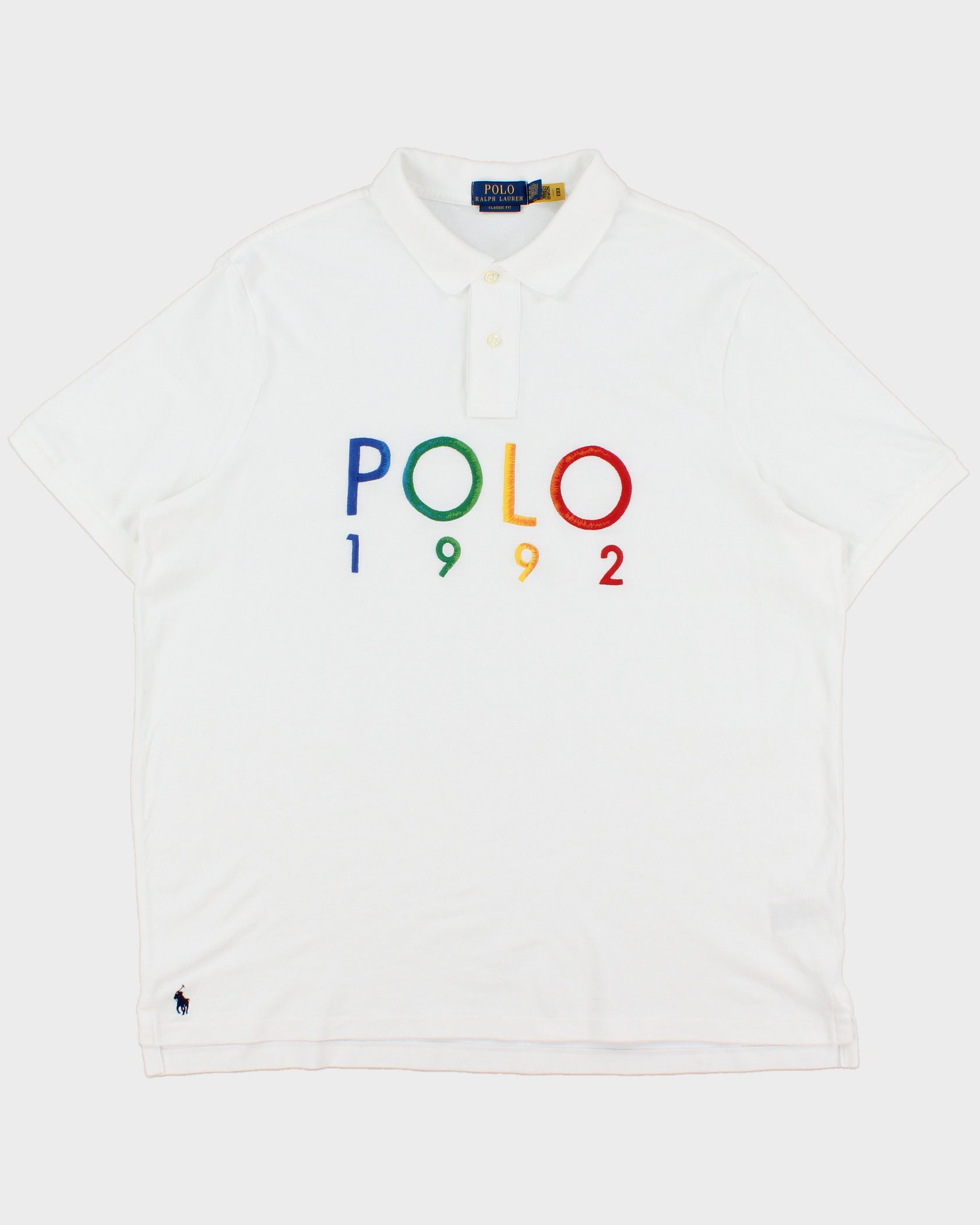 Vintage Polo Ralph Lauren 1992 Embroidered Stadium Classic Fit Short Sleeve Polo Shirt - XL