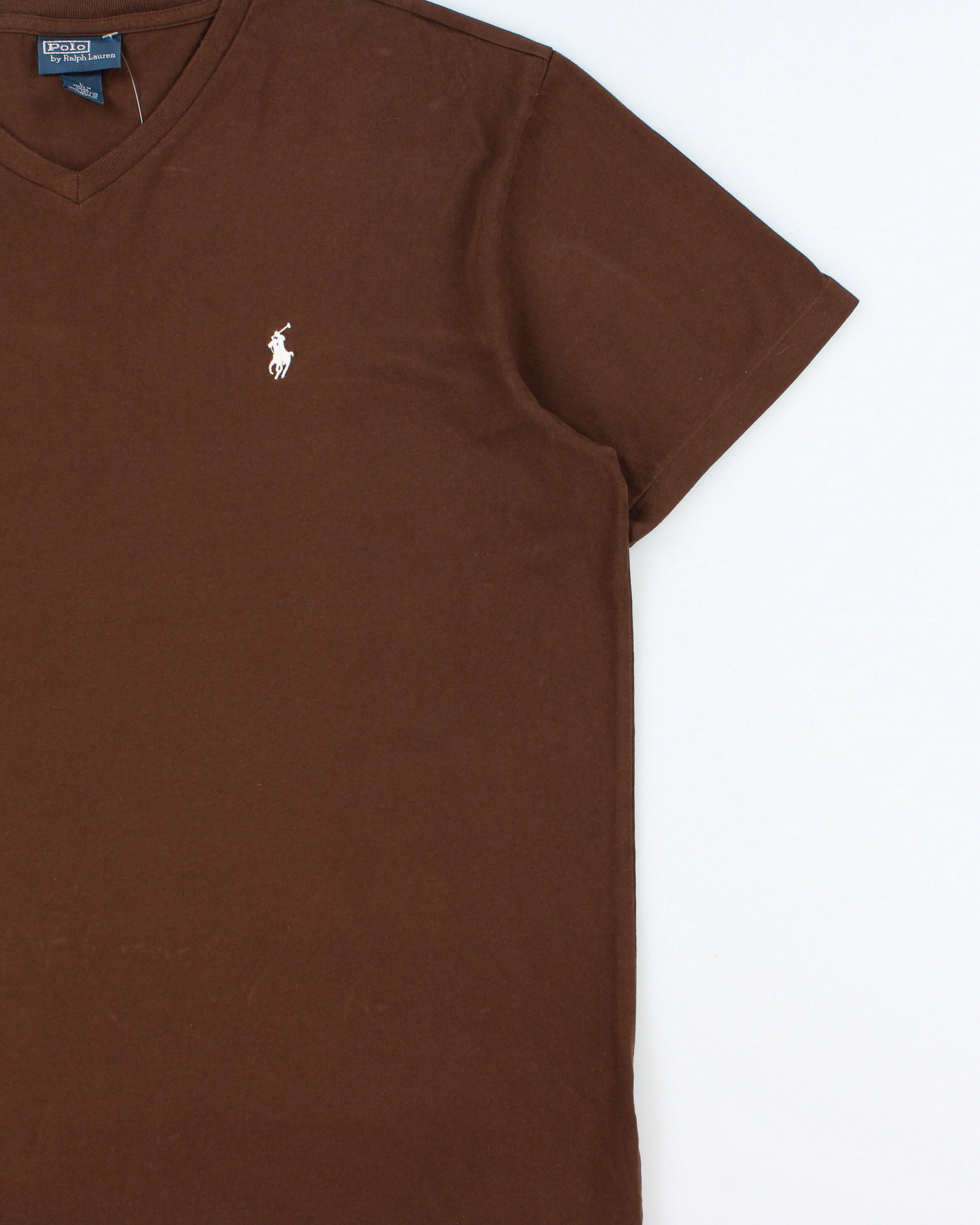 Vintage Y2K 00s Polo Ralph Lauren Heavyweight Single Stitch V-Neck T-Shirt - L
