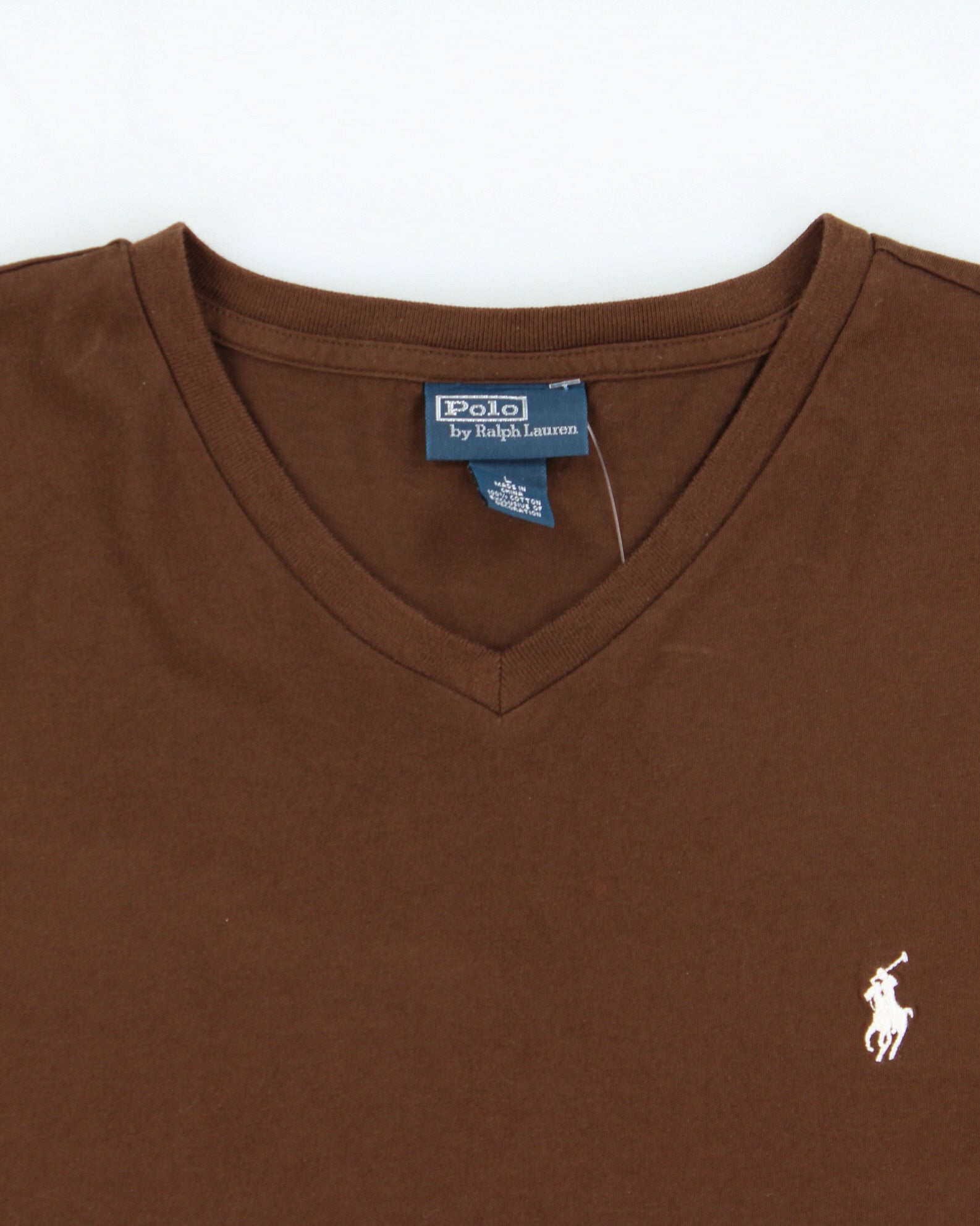 Vintage Y2K 00s Polo Ralph Lauren Heavyweight Single Stitch V-Neck T-Shirt - L
