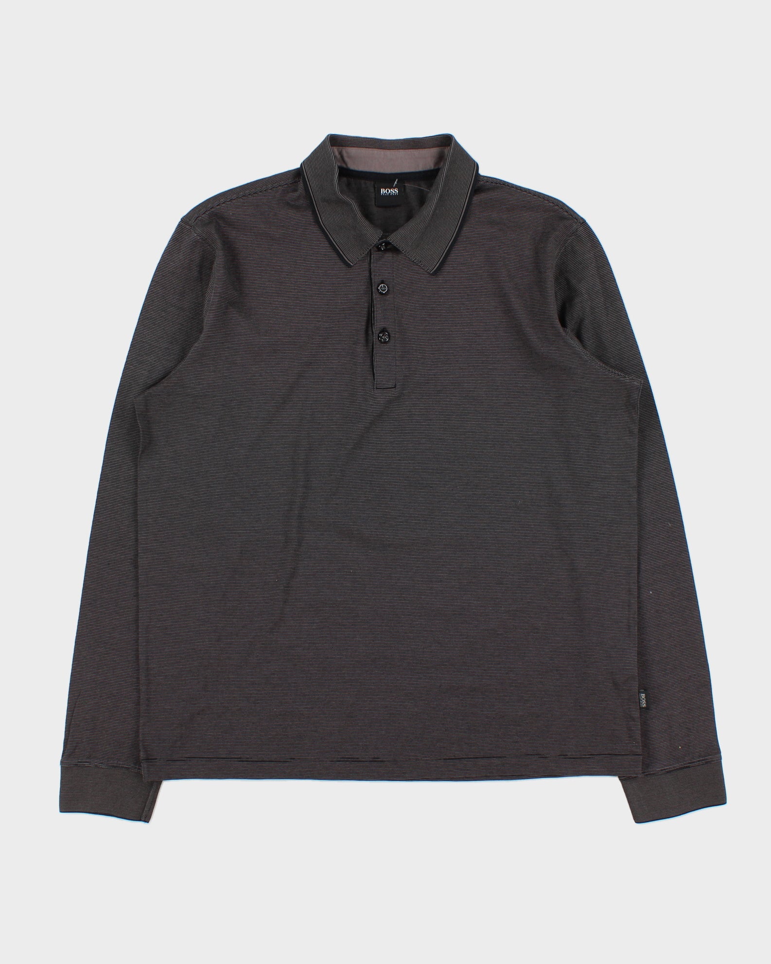 Vintage Hugo Boss Gubbio Striped Long Sleeve Polo Shirt - L