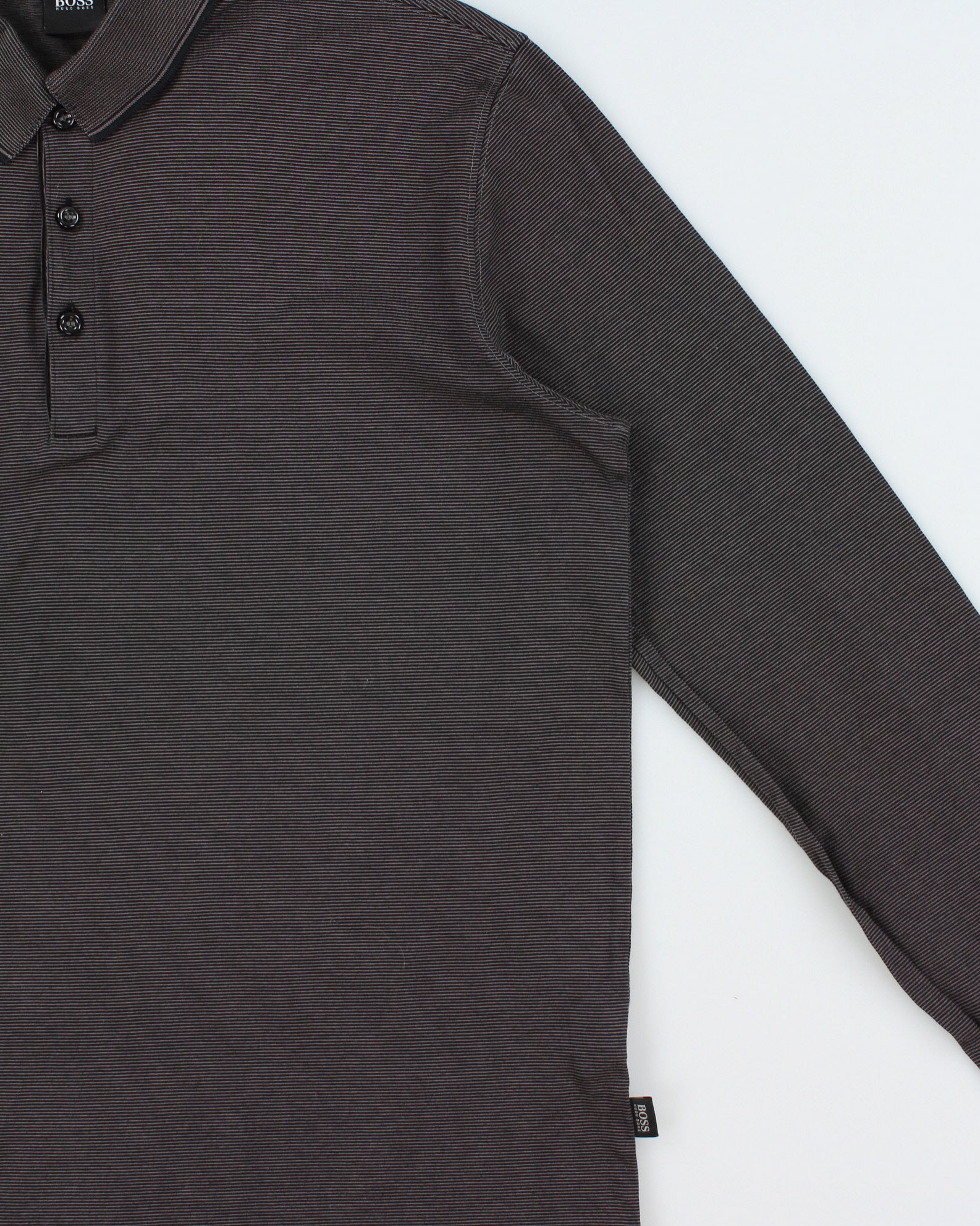 Vintage Hugo Boss Gubbio Striped Long Sleeve Polo Shirt - L