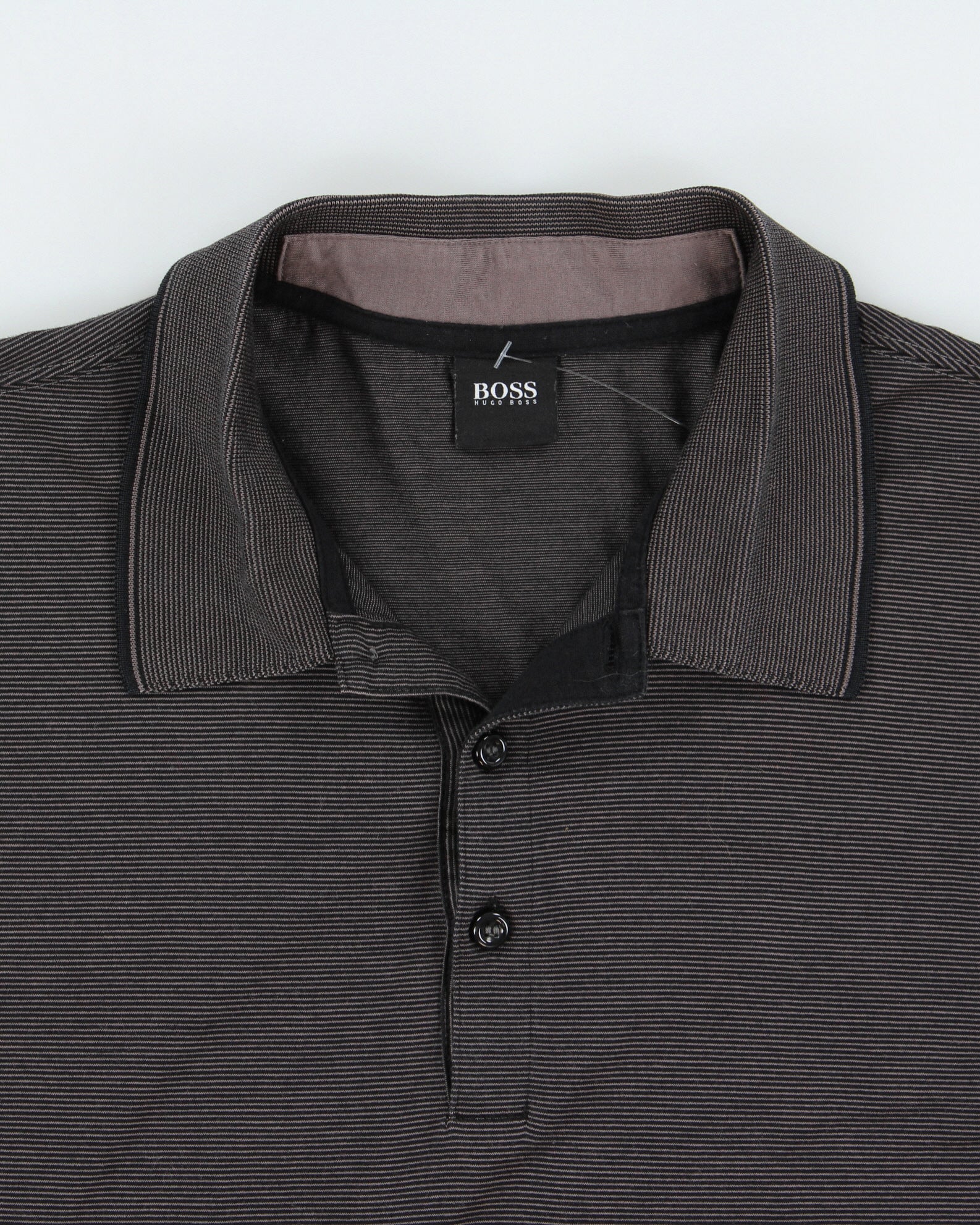 Vintage Hugo Boss Gubbio Striped Long Sleeve Polo Shirt - L