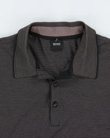 Vintage Hugo Boss Gubbio Striped Long Sleeve Polo Shirt - L