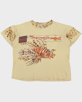 Vintage 1990s Bali Islands Graphic Tan Distressed Single Stitch Boxy Crewneck T-Shirt - XL