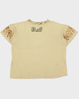 Vintage 1990s Bali Islands Graphic Tan Distressed Single Stitch Boxy Crewneck T-Shirt - XL