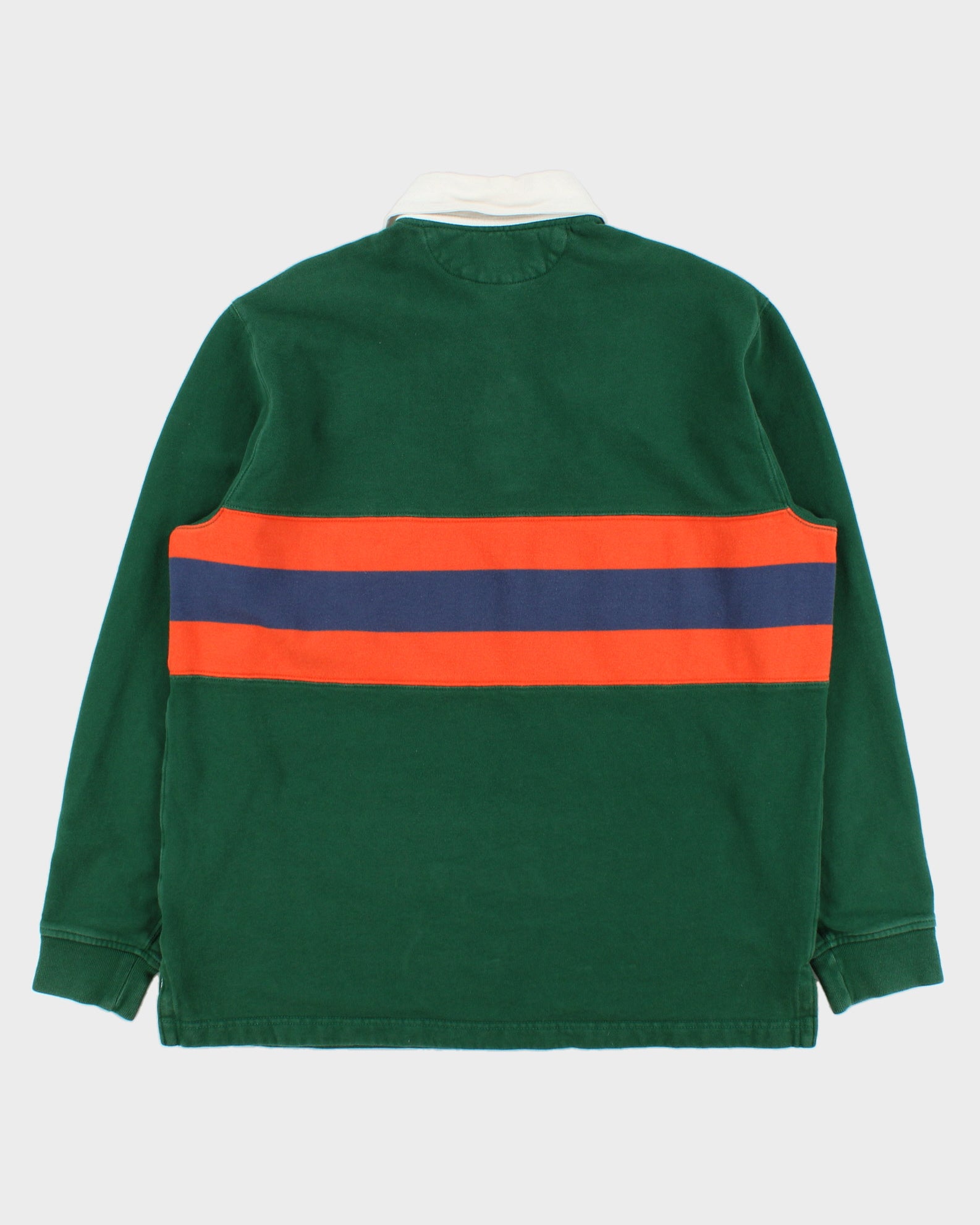 Vintage Y2K 00s Polo Ralph Lauren Forest Green Classic Striped Long Sleeve Sleeve Rugby Shirt - M