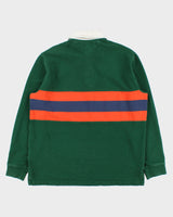 Vintage Y2K 00s Polo Ralph Lauren Forest Green Classic Striped Long Sleeve Sleeve Rugby Shirt - M