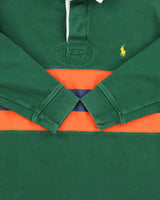 Vintage Y2K 00s Polo Ralph Lauren Forest Green Classic Striped Long Sleeve Sleeve Rugby Shirt - M