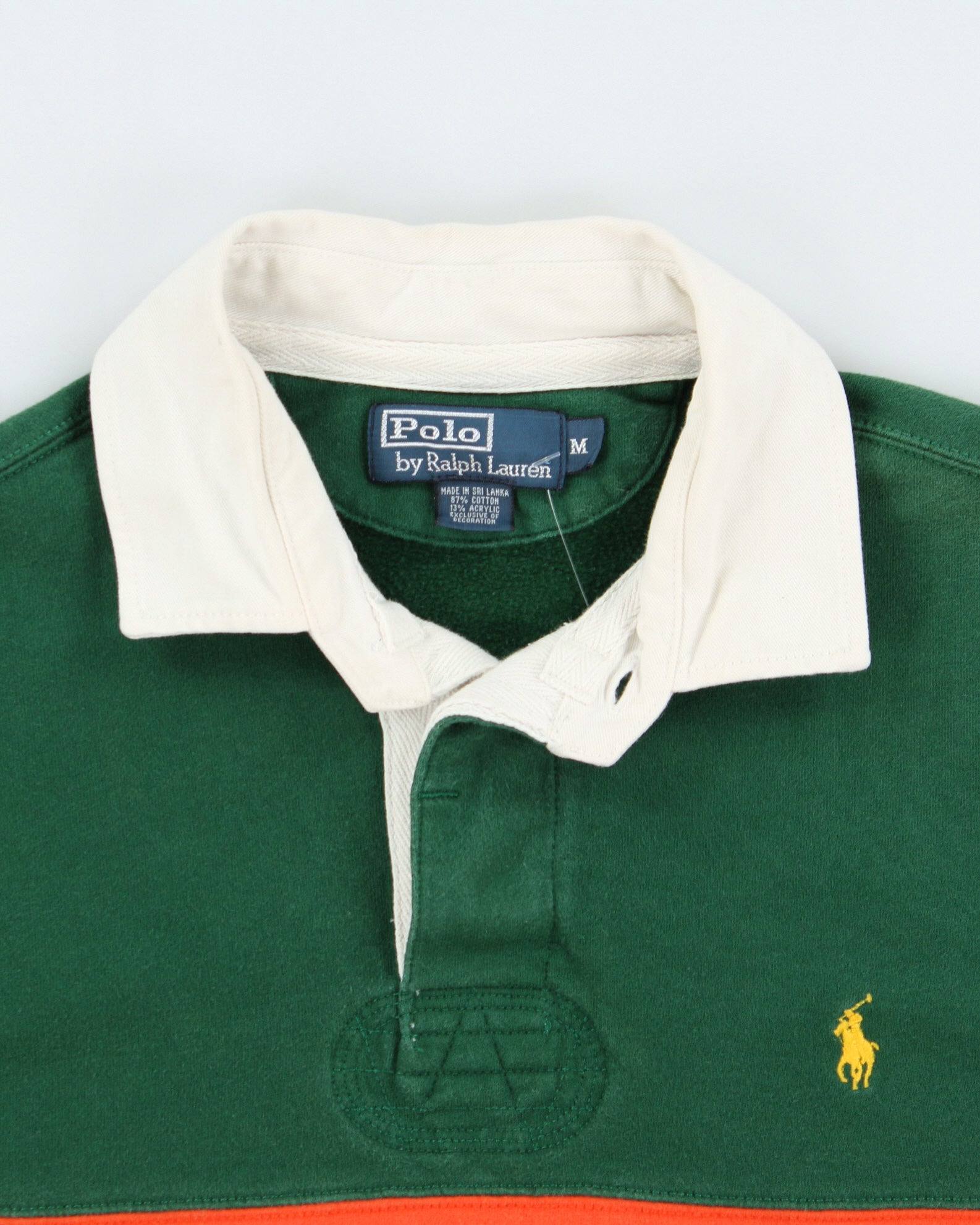 Vintage Y2K 00s Polo Ralph Lauren Forest Green Classic Striped Long Sleeve Sleeve Rugby Shirt - M