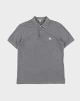 Vintage Burberry Brit Grey Marl Nova Check Placket Classic Fit Short Sleeve Polo Shirt - M