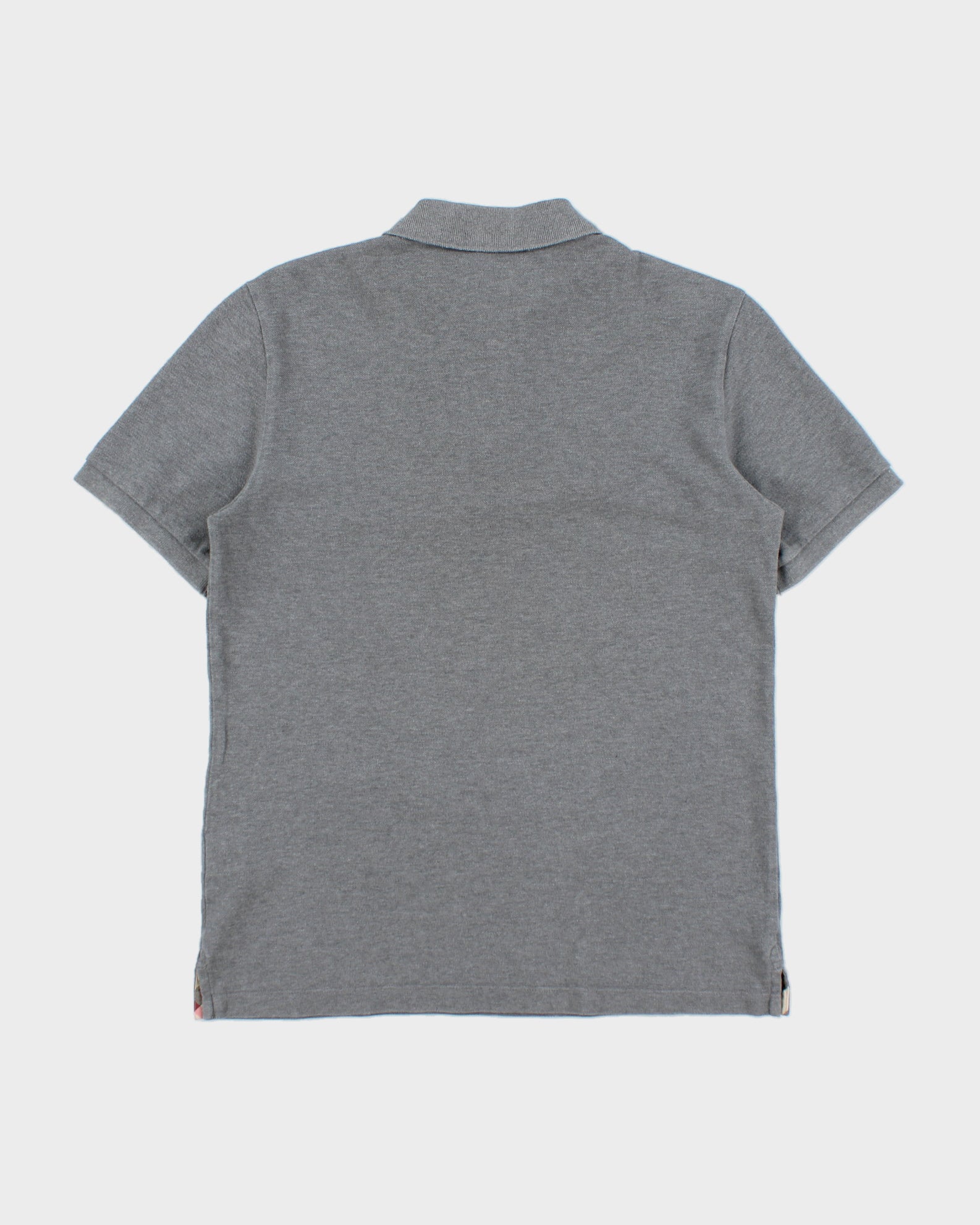 Vintage Burberry Brit Grey Marl Nova Check Placket Classic Fit Short Sleeve Polo Shirt - M