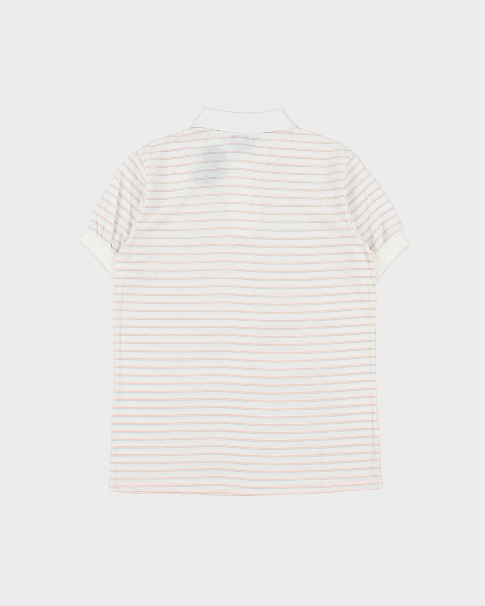 DSWT Vintage 1990s Lemon Stick Striped Ribbed Cuff Short Sleeve Polo Shirt - M