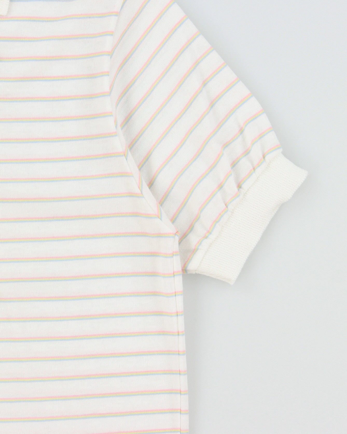 DSWT Vintage 1990s Lemon Stick Striped Ribbed Cuff Short Sleeve Polo Shirt - M