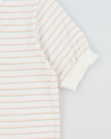 DSWT Vintage 1990s Lemon Stick Striped Ribbed Cuff Short Sleeve Polo Shirt - M