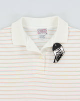 DSWT Vintage 1990s Lemon Stick Striped Ribbed Cuff Short Sleeve Polo Shirt - M