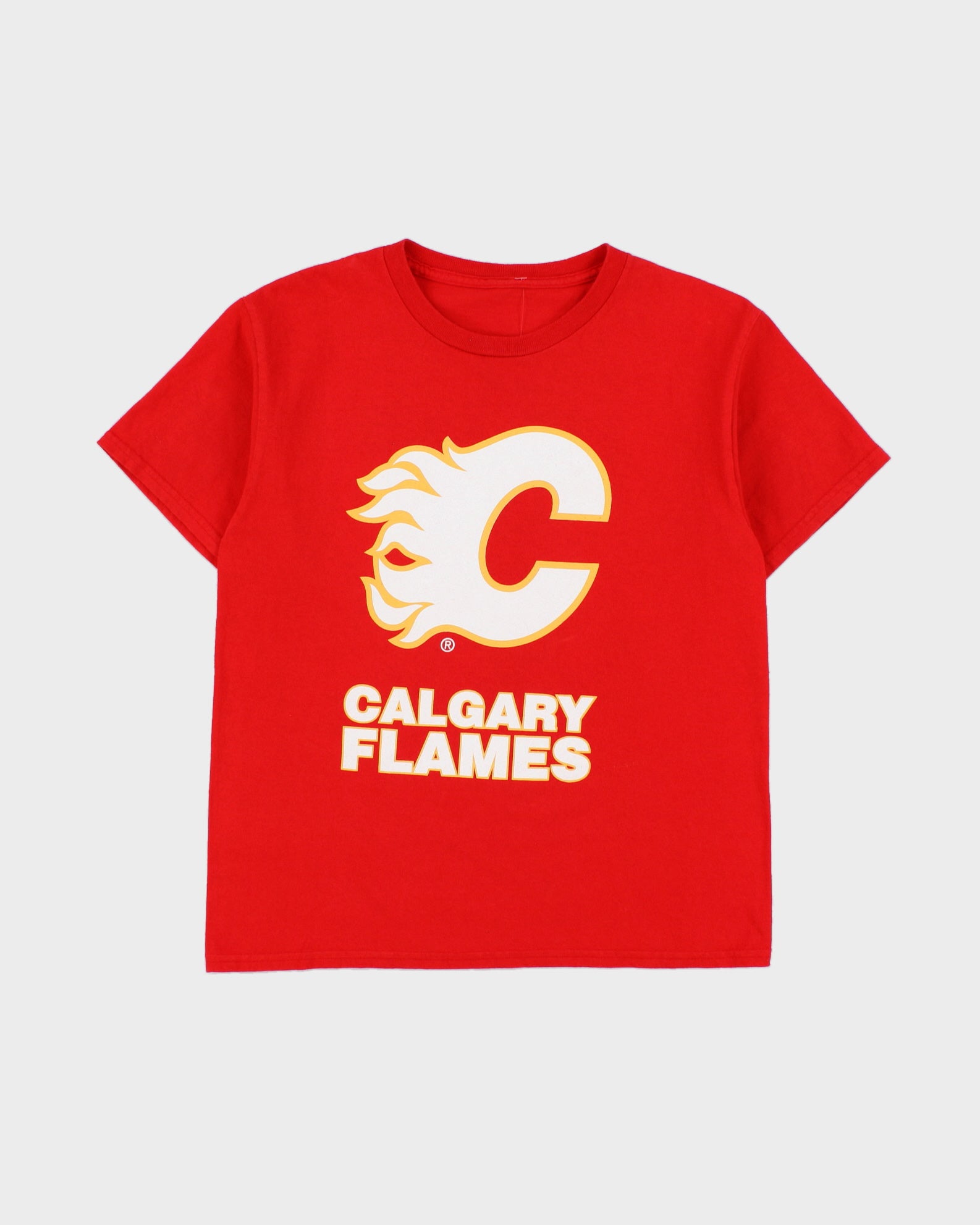 Vintage Y2K 00s Calgary Flames Heavyweight Boxy NHL Crewneck T-Shirt - S