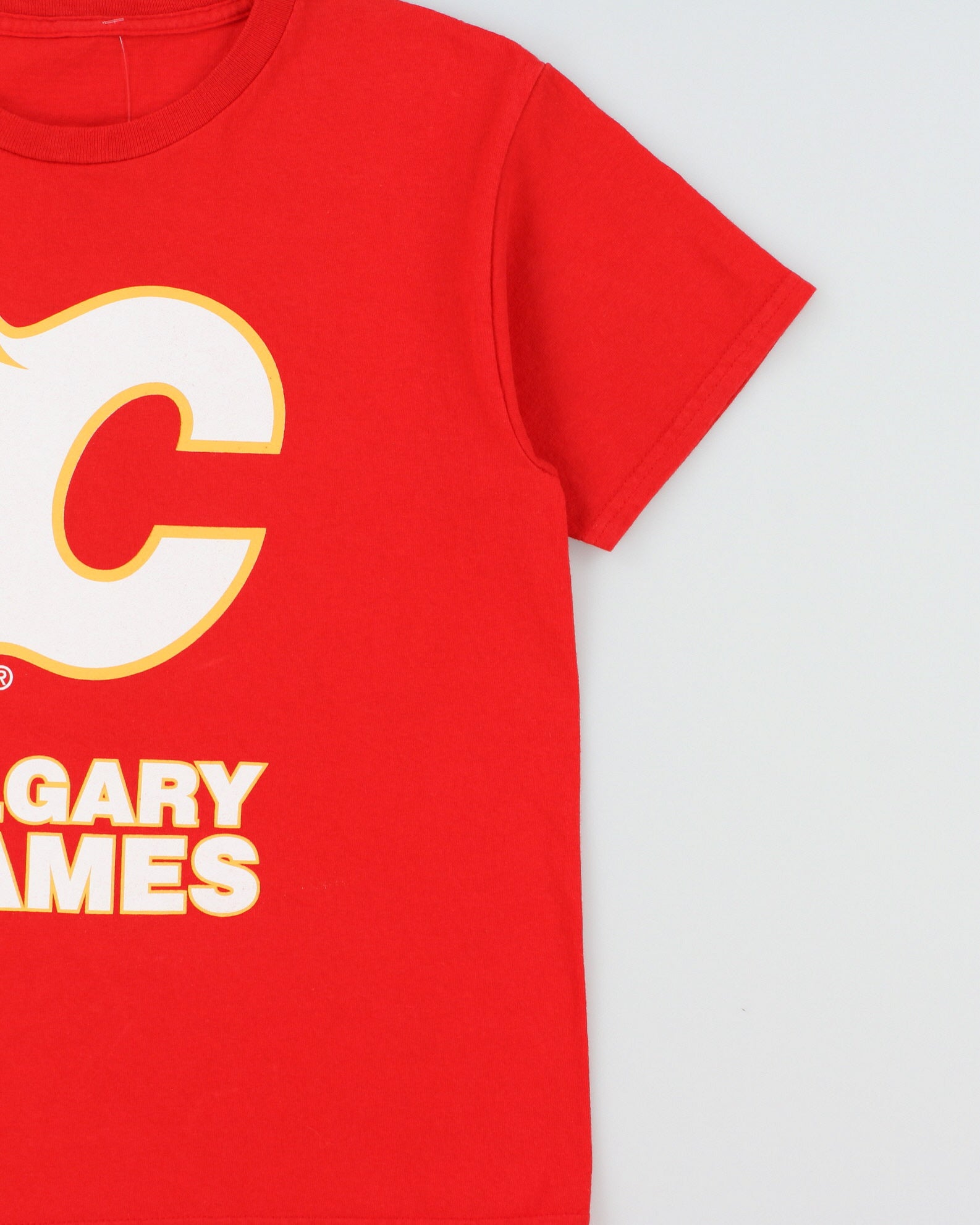 Vintage Y2K 00s Calgary Flames Heavyweight Boxy NHL Crewneck T-Shirt - S