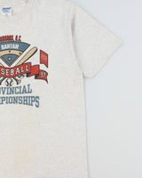 Vintage 1997 Gibsons, Bantam Baseball Championships Grey Marl Heavyweight Gildan Crewneck T-Shirt - XL