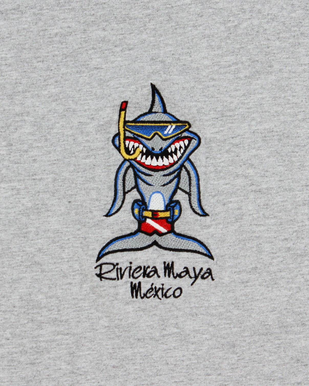 Vintage Y2K 00s Riviera Maya Mexico Marl Grey Heavyweight Embroidered Crewneck T-Shirt - M