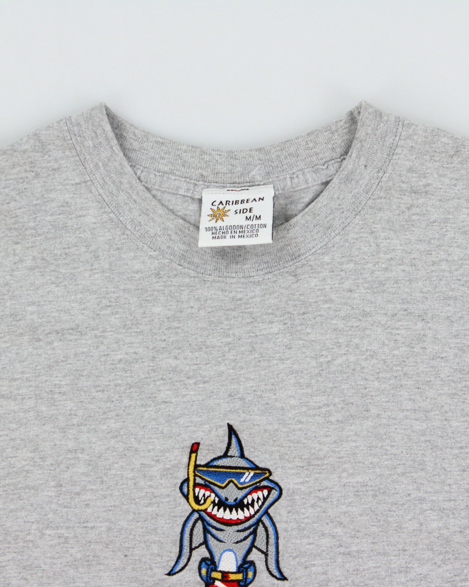 Vintage Y2K 00s Riviera Maya Mexico Marl Grey Heavyweight Embroidered Crewneck T-Shirt - M