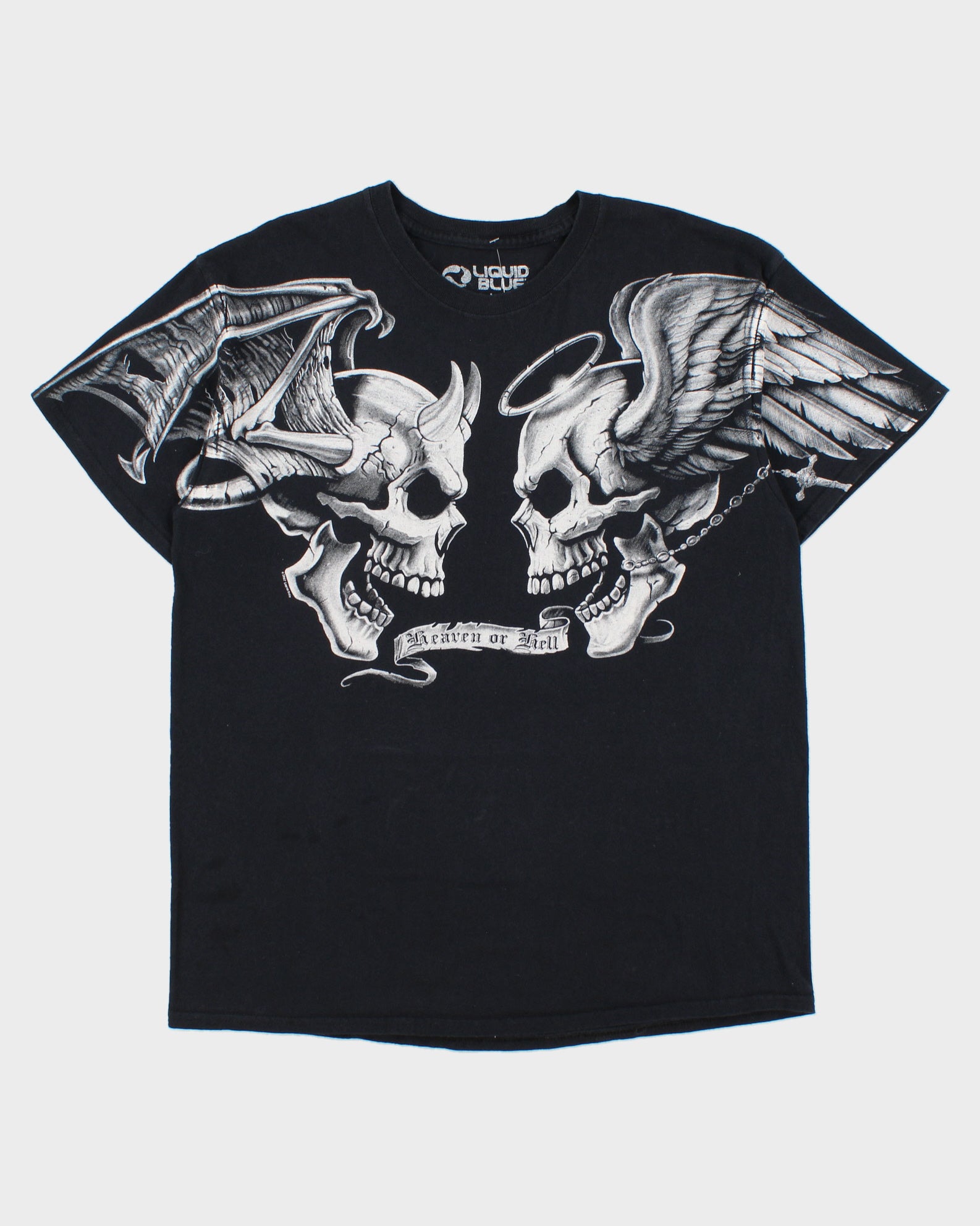 Vintage Liquid Blue Heaven Or Hell Distressed Crewneck T-Shirt - L