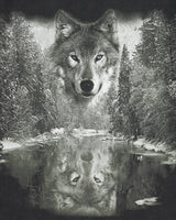 Vintage Y2K 00s Reflection Wolf Heavyweight Faded Black Crewneck T-Shirt - S