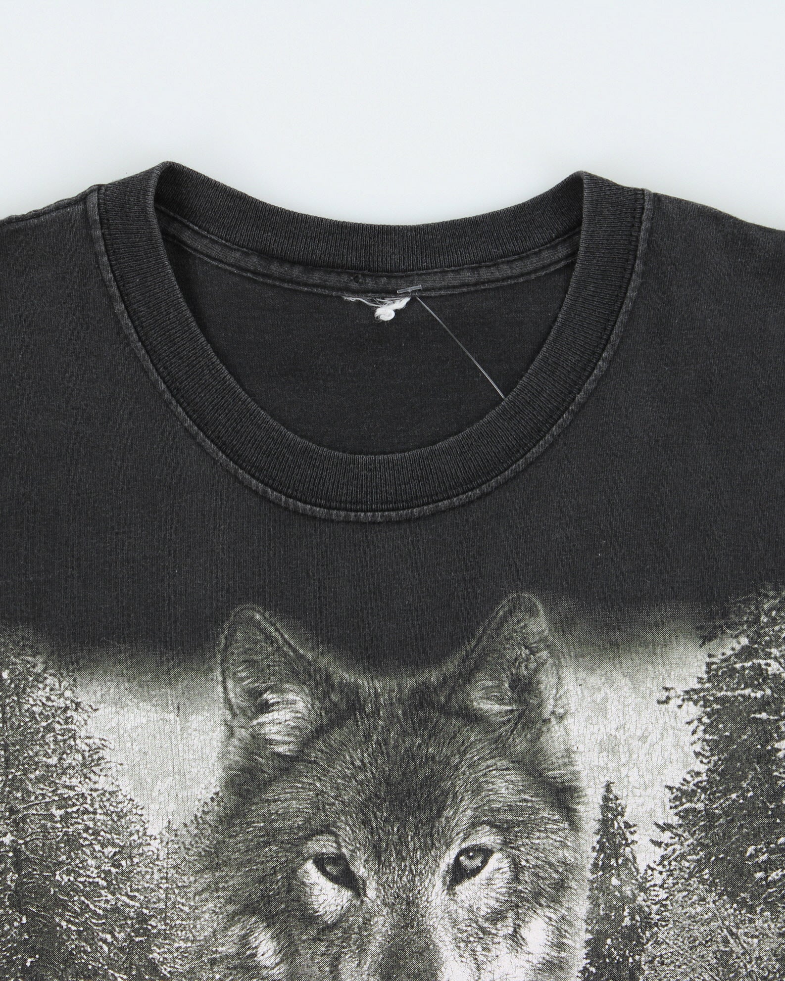 Vintage Y2K 00s Reflection Wolf Heavyweight Faded Black Crewneck T-Shirt - S