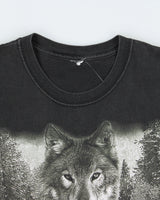 Vintage Y2K 00s Reflection Wolf Heavyweight Faded Black Crewneck T-Shirt - S