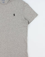 Vintage Polo Ralph Lauren Marl Grey Heavyweight Single Stitch Crewneck T-Shirt - M