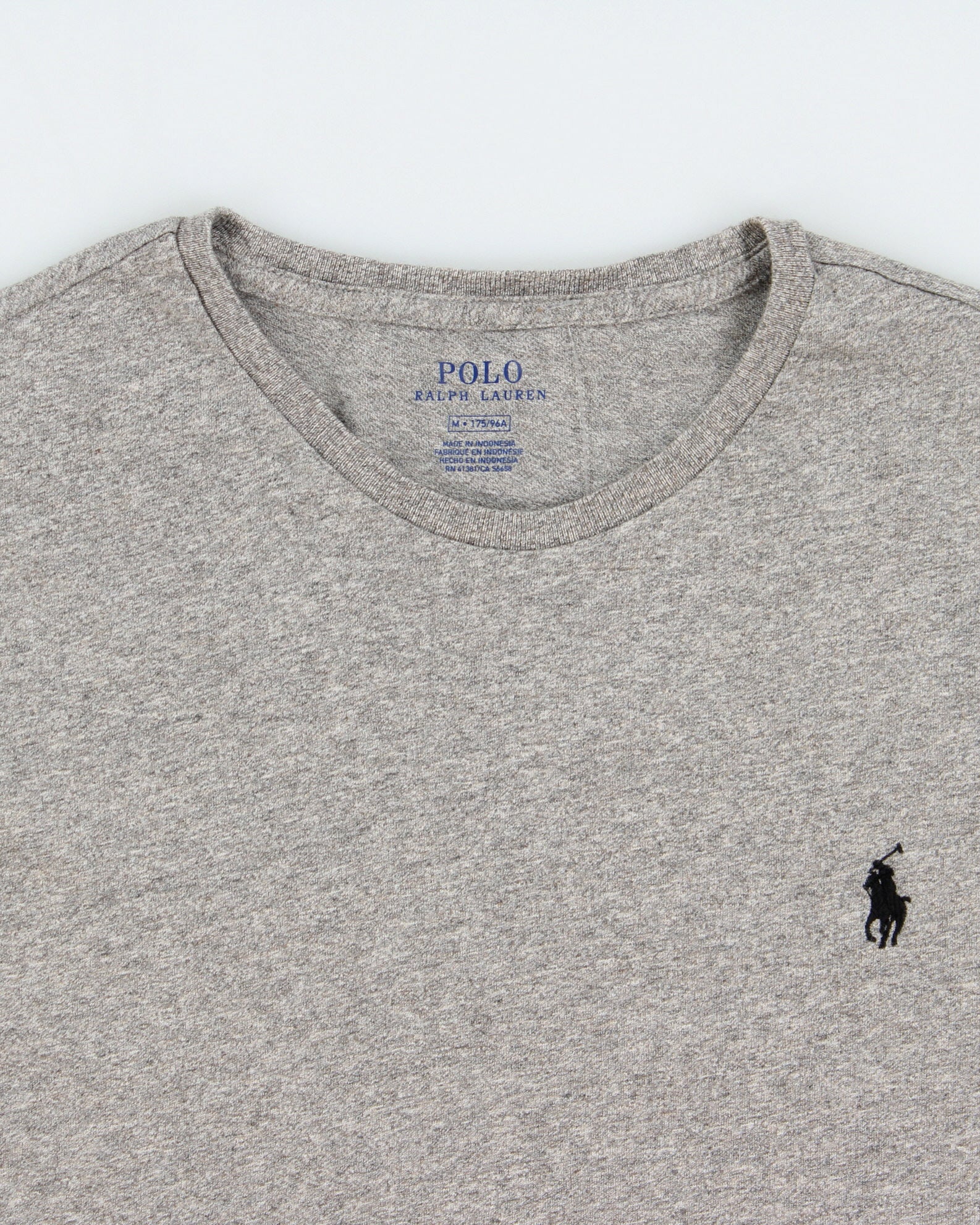 Vintage Polo Ralph Lauren Marl Grey Heavyweight Single Stitch Crewneck T-Shirt - M