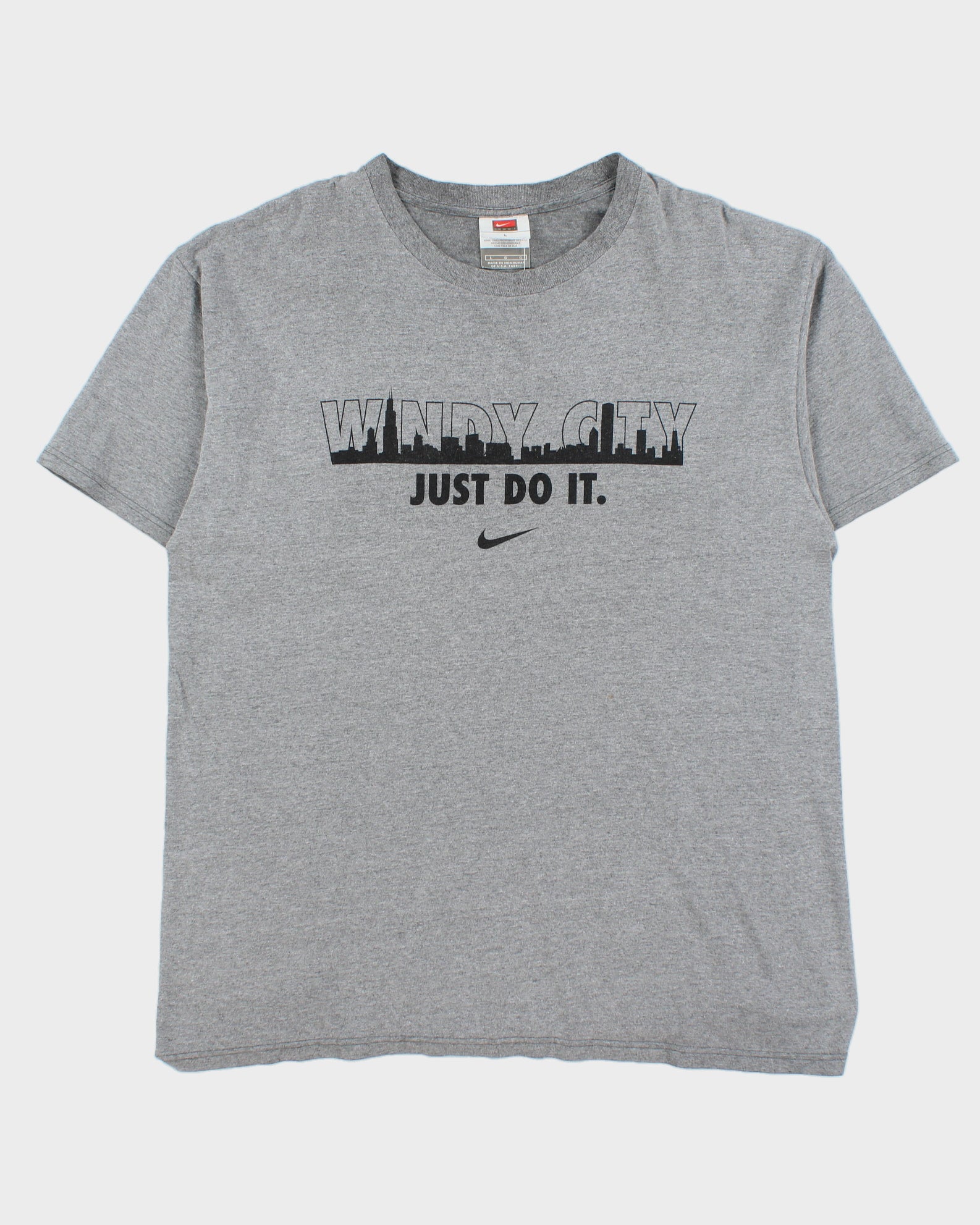 Vintage Y2K 00s Nike Team Marl Grey Heavyweight Chicago Crewneck T-Shirt - L